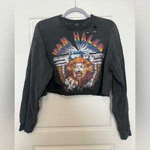 Van Halen Cropped distressed crewneck